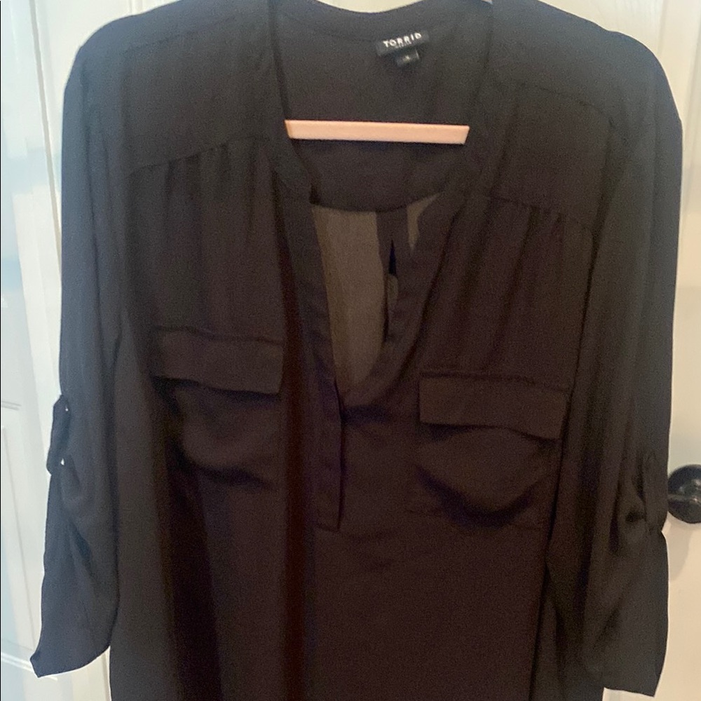 Torrid Black Relaxed Buttoned Blouse